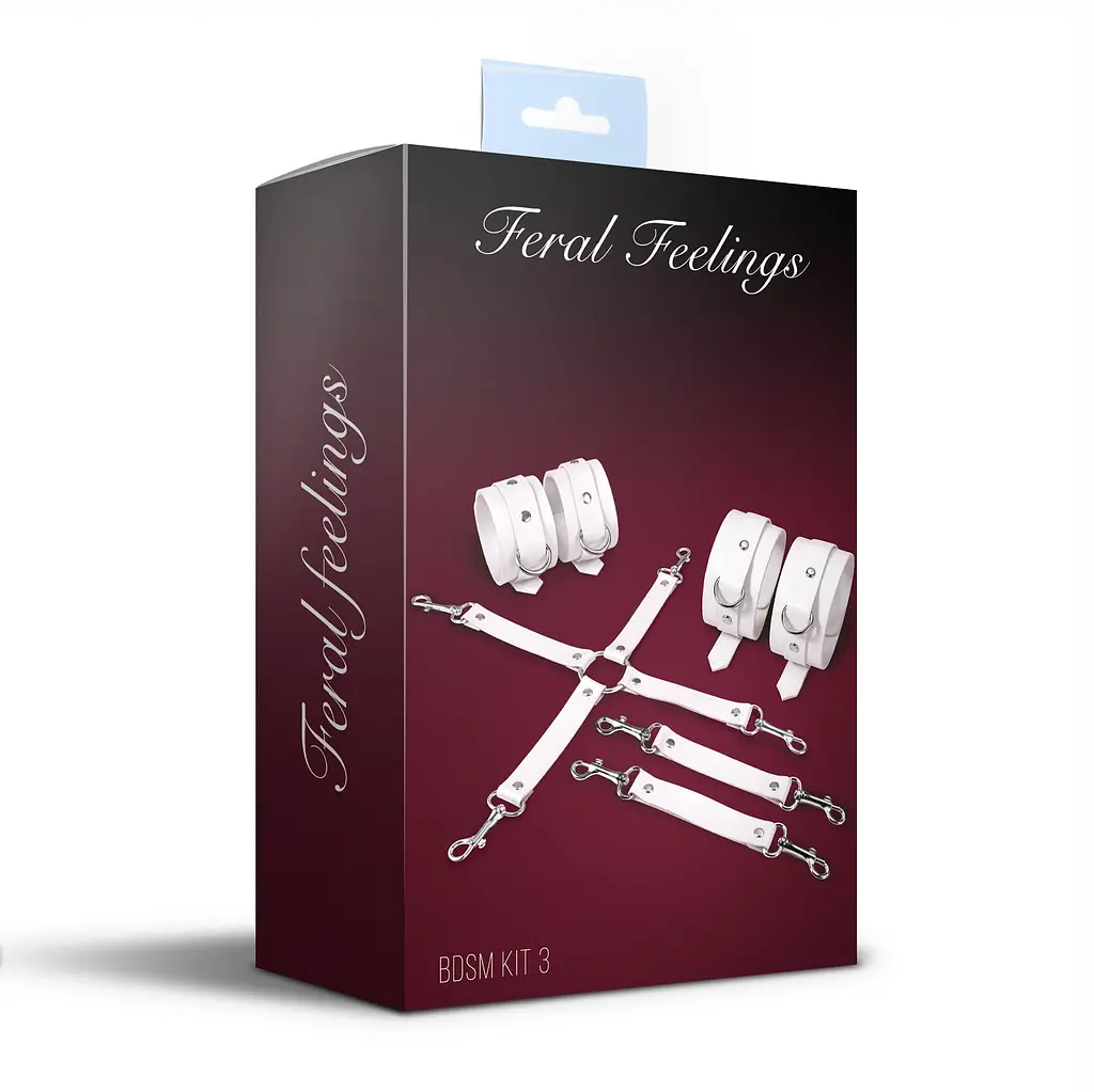 Набір для БДСМ Feral Feelings BDSM Kit 3 White, наручники, поножі, хрестовина - фото 2