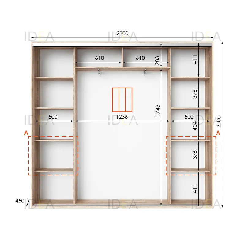 Шафа-купе Idea серія 7 230 x 45 x 210 см Дуб сонома Дзеркало - фото 2