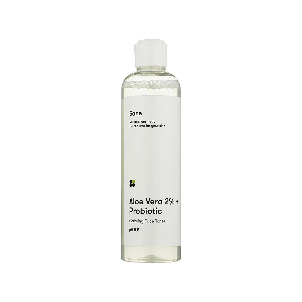 Тонік для обличчя Sane Aloe Vera 2% + Probiotic Calming Face Toner Заспокійливий 250 мл (4820266830540)