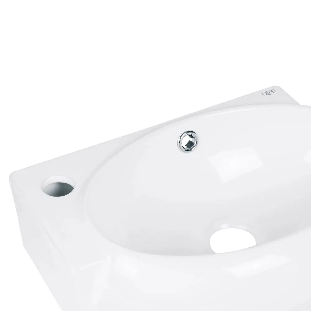 Умивальник Qtap Leo підвісний овальний лівий 430x290x140 мм White + донний клапан PU02O, Білий - фото 5