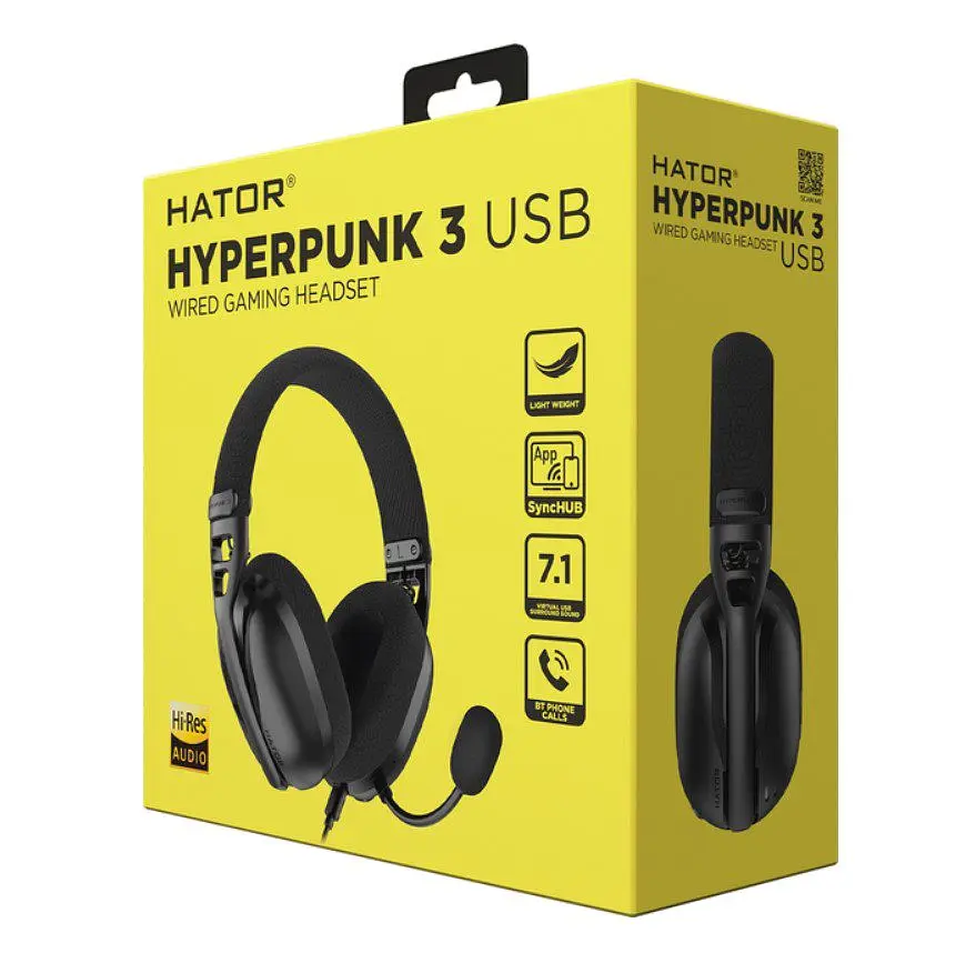 Ігрові навушники з мікрофоном HATOR ESH-10B HYPERPUNK 3 USB 7.1 Hi-Res SyncHUB Black - фото 8