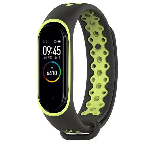 Силиконовый ремешок Primo Perfor Sport для фитнес-браслета Xiaomi Mi Band 4 Black Green - фото 2