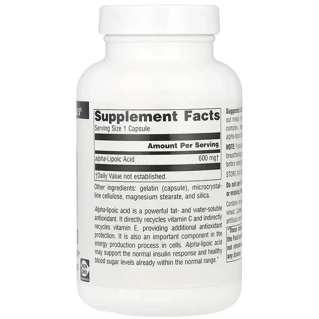 Альфа-ліпоєва кислота Source Naturals Alpha Lipoic Acid 600 мг 120 капсул - фото 2