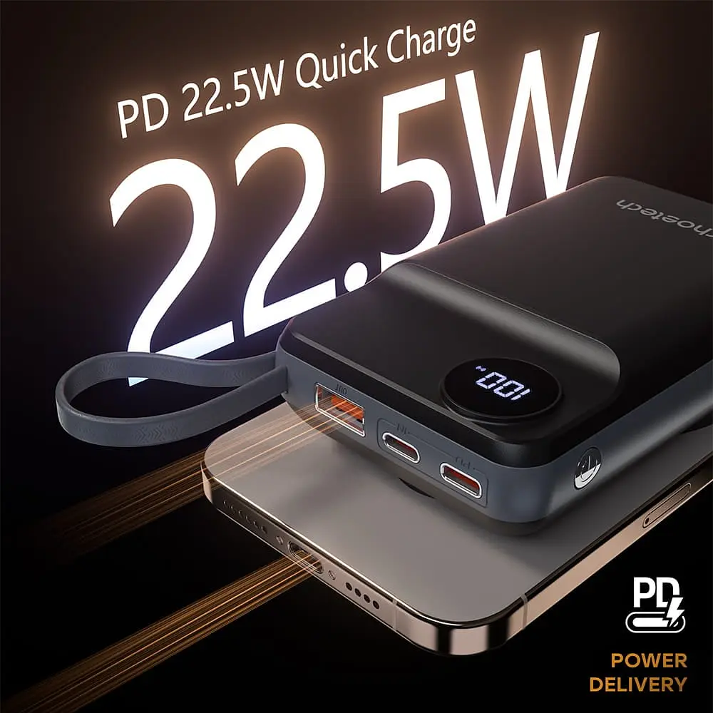Повербанк 20000mAh Choetech B696 Black QC3.0 PD3.0 бездротова зарядка смартфонів та Apple Watch (43-00132) - фото 4