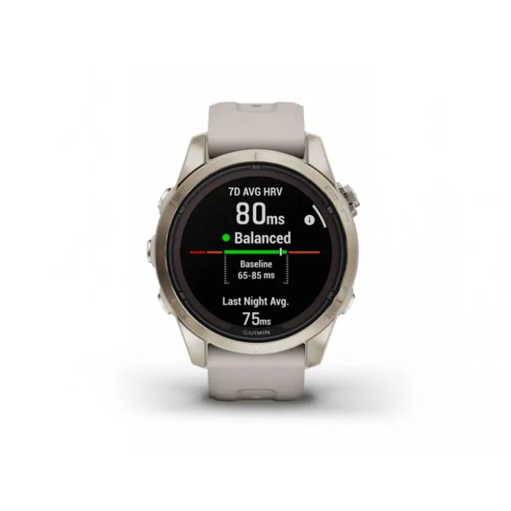 Смарт-годинник Garmin Fenix 7S Sapphire Solar Soft Gold w. Light Sand Band (010-02776-14/15) - фото 4