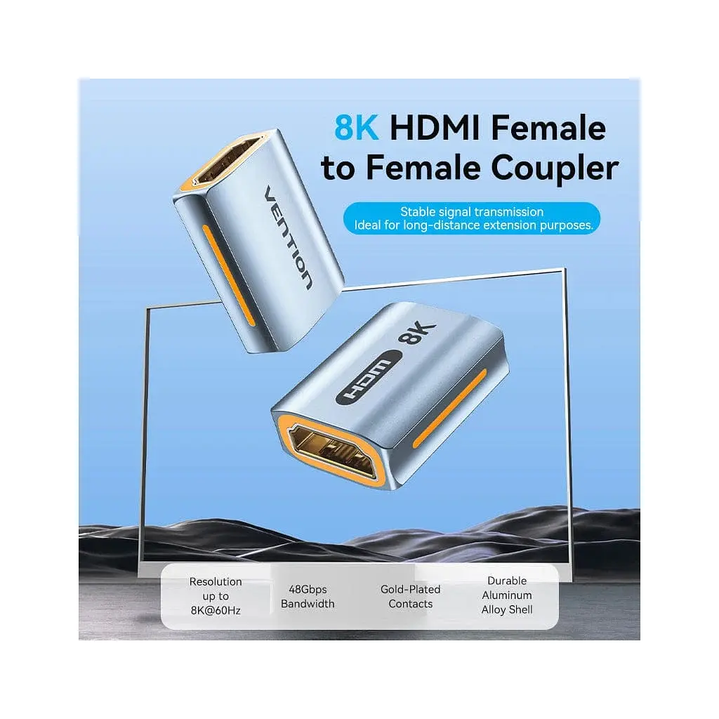 Переходник HDMI F to HDMI F 8K Aluminum black Vention (AIUH0) - фото 2