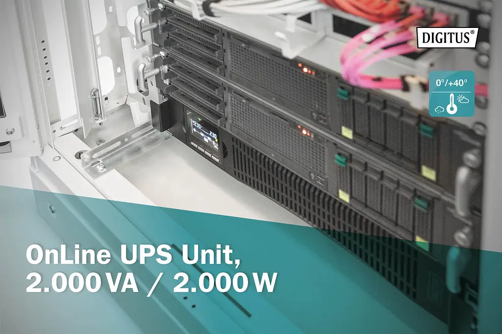 Digitus Джерело безперебійного живлення (ДБЖ) Online, 2000VA/2000W, LCD, 8xC13, RJ45, RS232, USB, Rack/Tower - фото 7