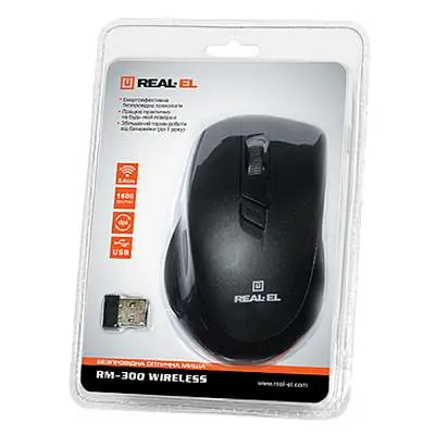 Миша бездротова REAL-EL RM-300 Black/Grey USB (EL123200012) - фото 3