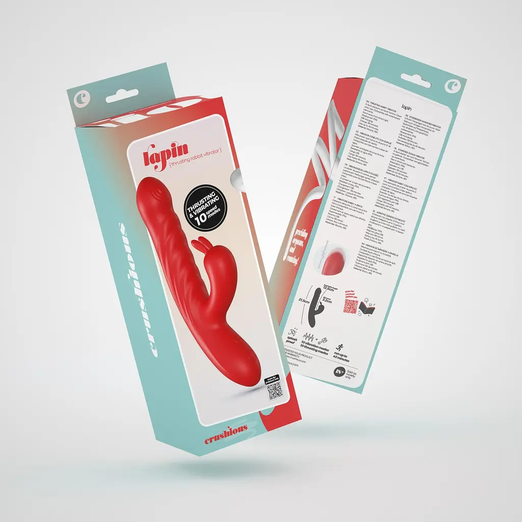 Вибратор-кролик Crushious Lapin Thrusting 21.5 см (красный) - фото 19