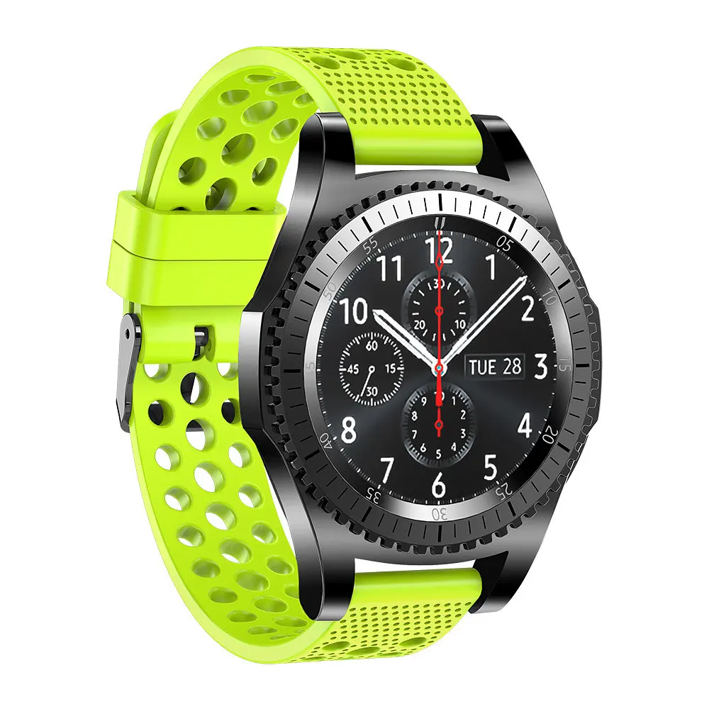 Силіконовий double перфорований ремінець Watchbands для Samsung Galaxy Watch 3 45mm зелений ширина кріплення 22мм (WB009DUBLEPERFGREEN345) - фото 2