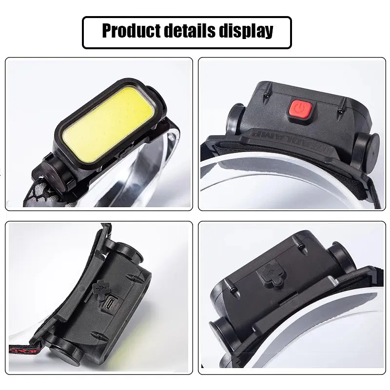 Налобный фонарик BL-008, аккумуляторный, с белым и красным светом, USB-C зарядка - фото 6