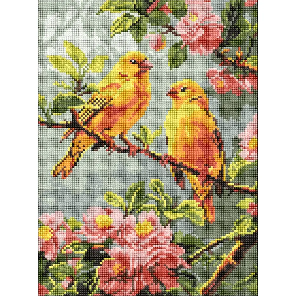 Алмазна мозаїка "Весняні канарки" ©art_selena_ua AMO8164, 30x40 см