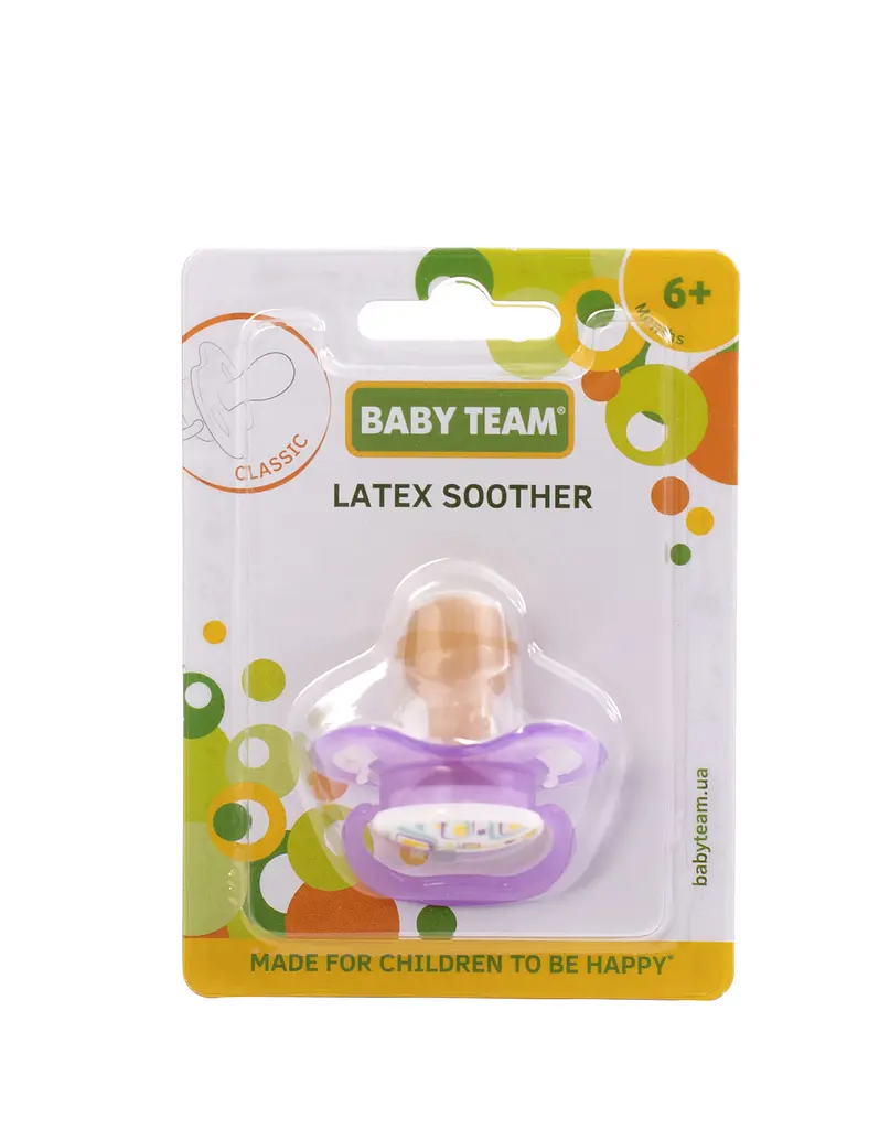 Пустушка латексна класична 6+ Baby team Фіолетовий - фото 4
