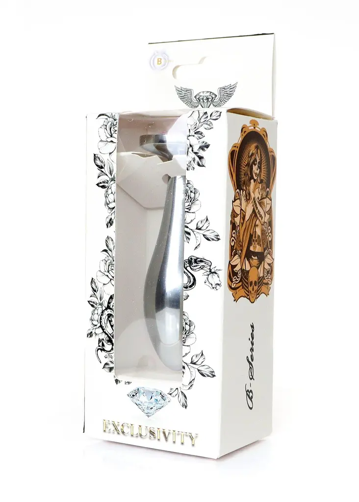 Анальная пробка Jewellery Silver Plug Clear M 9.2 см (розовый) - фото 8