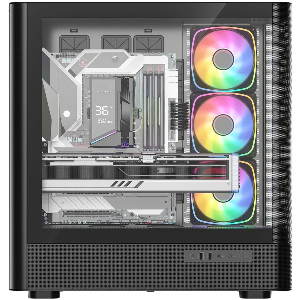 Корпус Modecom VOLCANO AQ500 ARGB MIDI FRONT LCD 6,2”, 4x120 мм fans BLACK без БЖ ATX (MC-A-AQ500-4FA-B) - фото 2