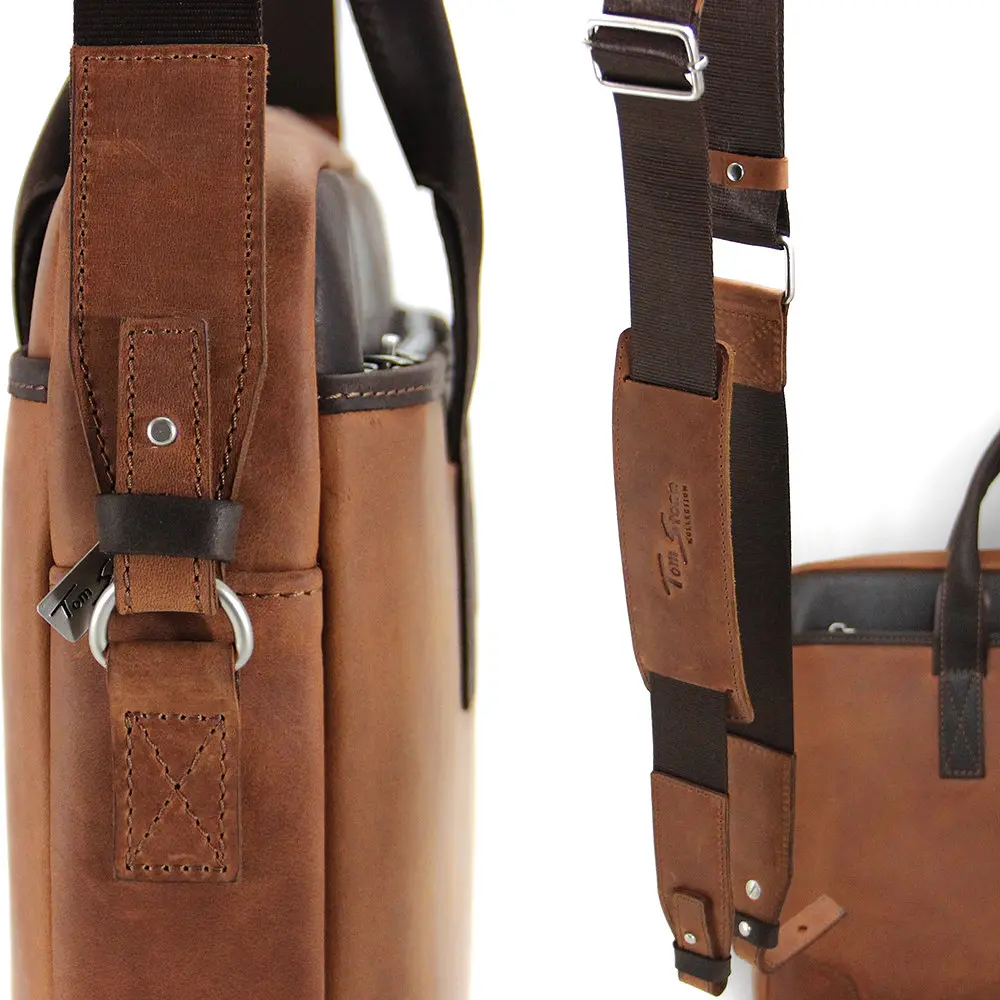 Сумка кожаная для ноутбука Tom Stone 717 R-Br светло-коричневая MacBook 16' - фото 8