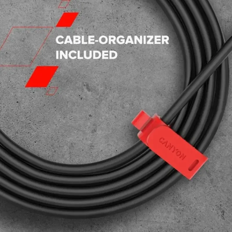 Дата кабель USB 2.0 AM to USB-C 2.0m 18W TPE black Canyon (CNS-AC18SC20B) - фото 2
