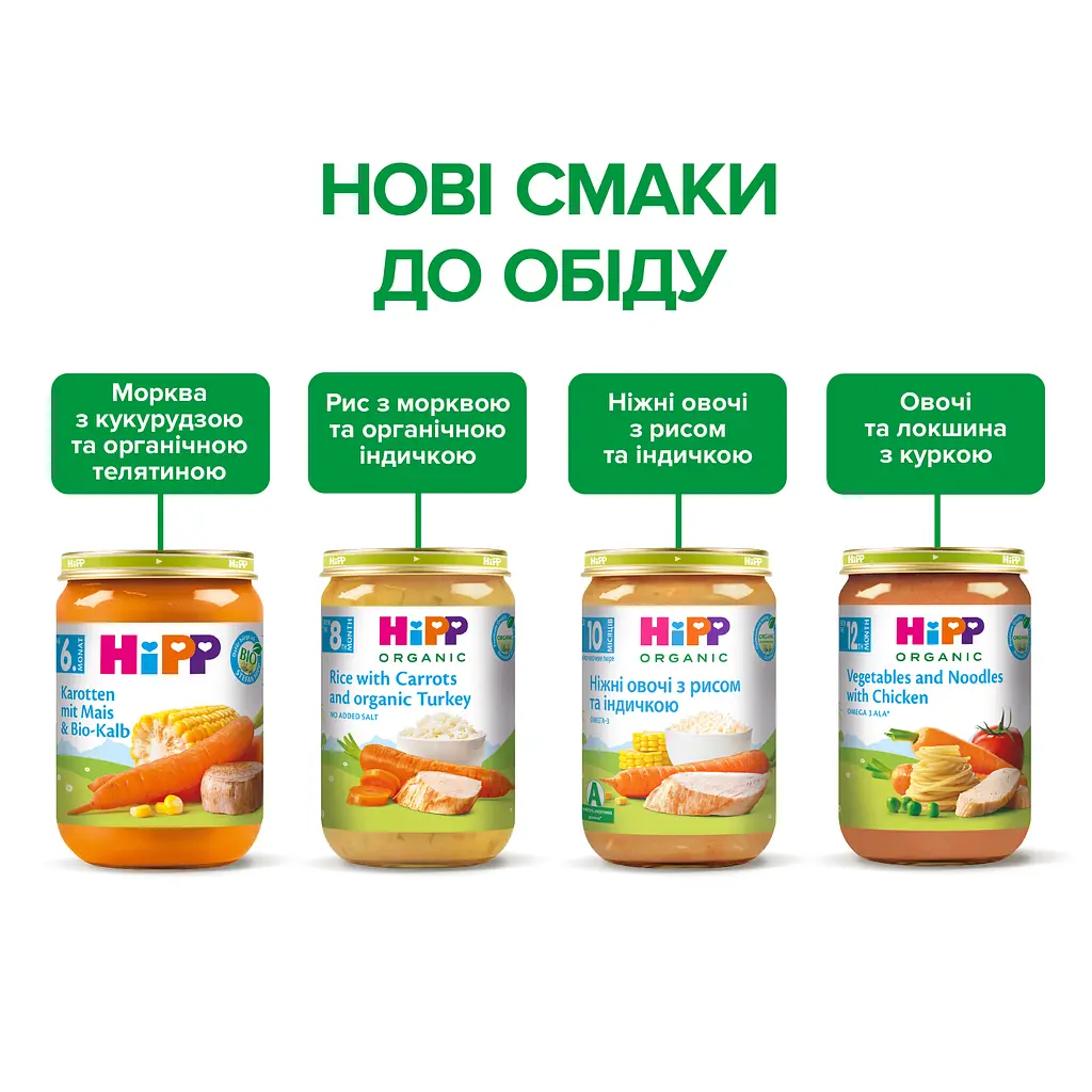 Органічне Пюре НIРР Овочі та Локшина з Куркою 220 г - фото 7