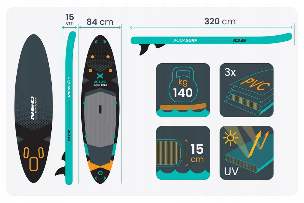 Надувна SUP дошка Neo-Sport Aquasurf 320 см (170207) - фото 9
