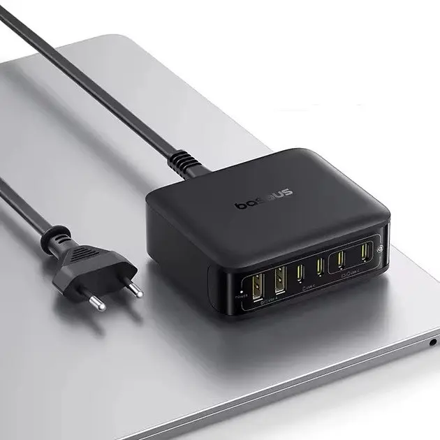 Зарядний адаптер - блок Baseus 120W E0120T EnerFill FH21 6 виходів 2U + 4C (кабель євро вилка) - фото 7