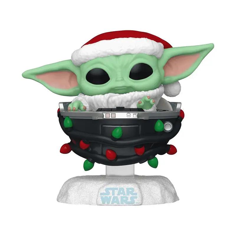 Фігурка Funko Pop Мандалорець Грогу The Mandalorian Grogu with Santa Hat in Pram 10 см FP G 746 - фото 2