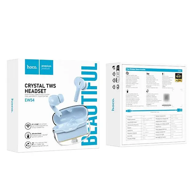 Беспроводные TWS наушники Hoco EW54 вакуумные blue - фото 2