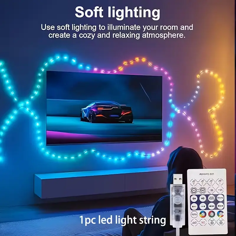 Смарт гірлянда USB 10м RGB з Bluetooth та пультом кольорова світлодіодна розумна LED стрічка AMILL LED - фото 5