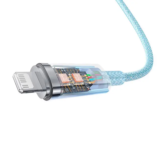 Кабель Baseus Explorer Series Fast Charging Cable with Smart Temperature Control Cable Type-C to Lightning 20W 1m CATS010203 Blue - фото 4