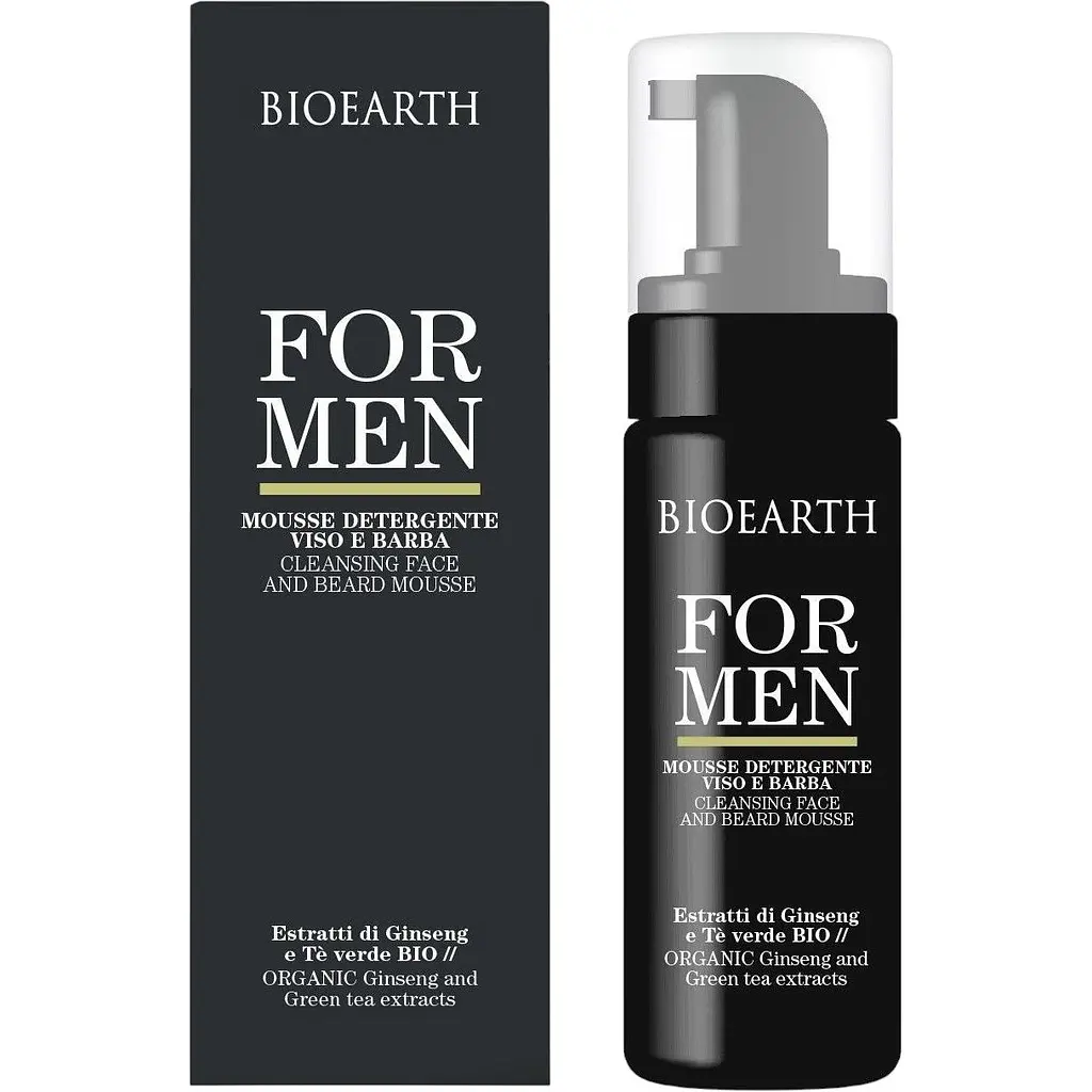 Очищуючий мус для обличчя та бороди Bioearth For Men Cleansing Face And Beard Mousse 150 мл  - фото 1