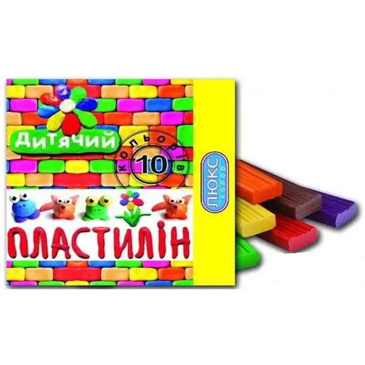 Пластилiн ЛЮКС КОЛОР Дитячий 10 кольорів 195г ПО-210