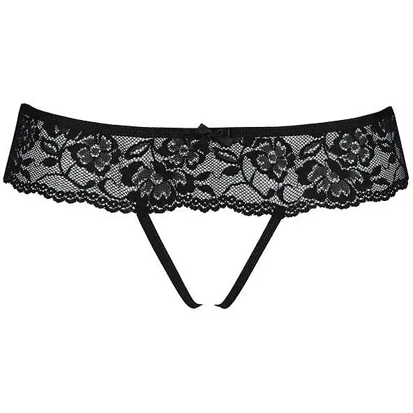 Кружевные стринги с доступом Passion Senia Thong Black S/M - фото 5