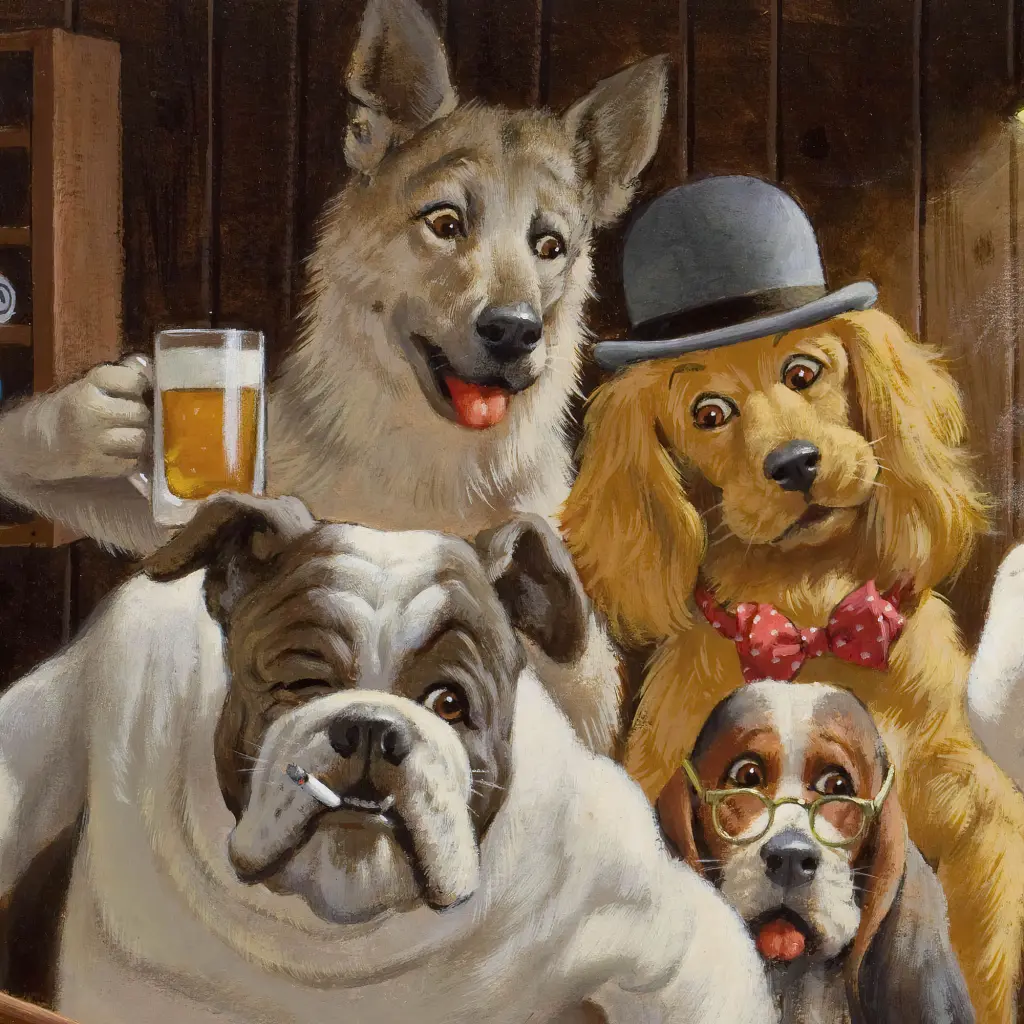 Інтер'єрна картина Собаки грають у більярд, Артур Сарнофф, Arthur Sarnoff, Dogs Playing Pool, інтер'єрний декор, 41×60 см (id4196) - фото 4