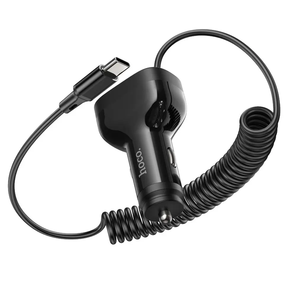 Автомобільний зарядний пристрій Hoco NZ11A 2USB/ Type-C PD 30W чорний + кабель Type-C - фото 5