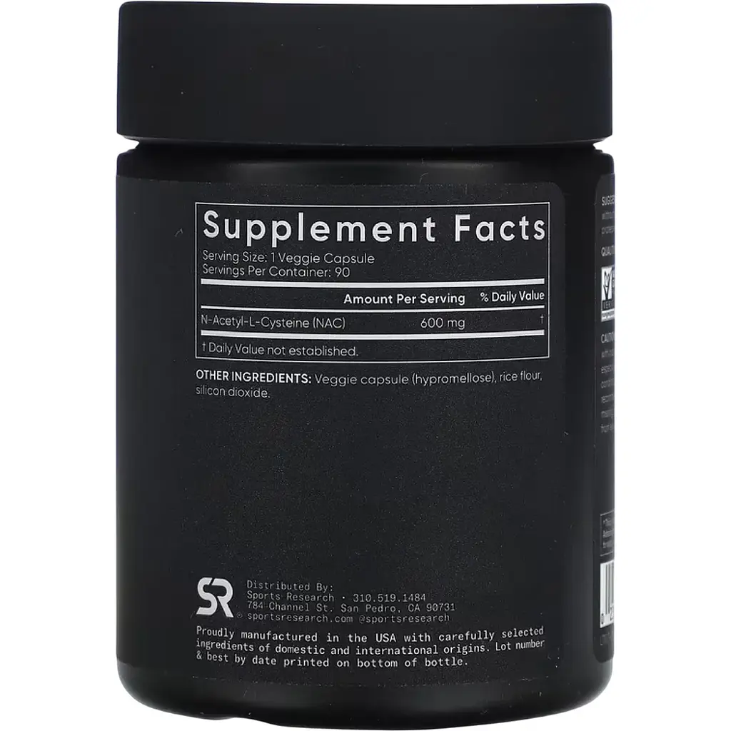 Аминокислота Sport Research NAC N-Acetyl Cysteine ​​600 мг 90 капсул - фото 2