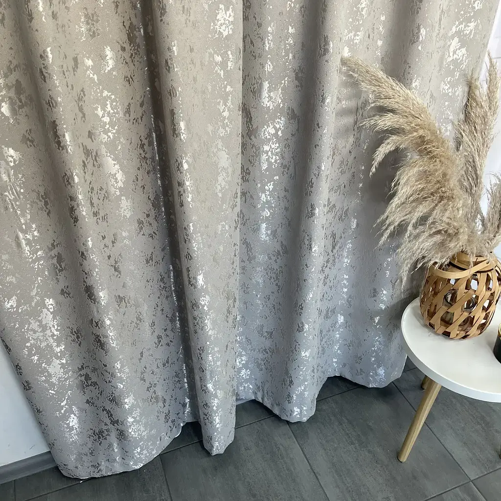 Льняні мармурові штори сірого кольору 2шт. 150х270 на тасьмі ALBO pbe0052406 - фото 6