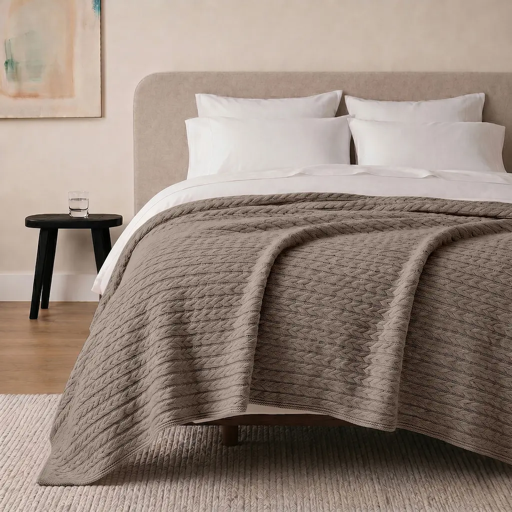 Плед покривало Cosas Bronze Knitted Braid 240х260 см косичка (Blanket_34Bronze_KnittedBraid_240x260) - фото 2