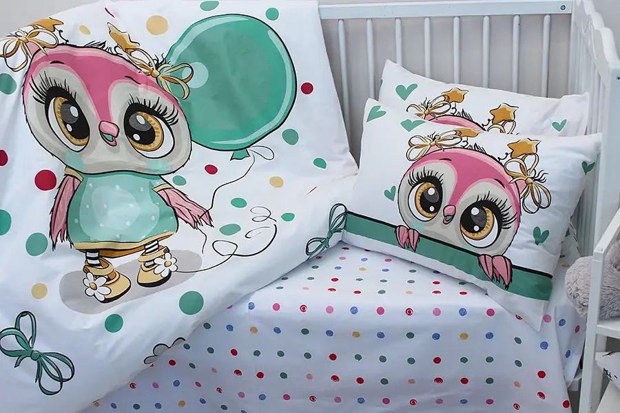 Комплект постільної білизни в ліжечко Tag Tekstil 100x140 бавовна Little owl для немовлят Сова (рожевий) - фото 2