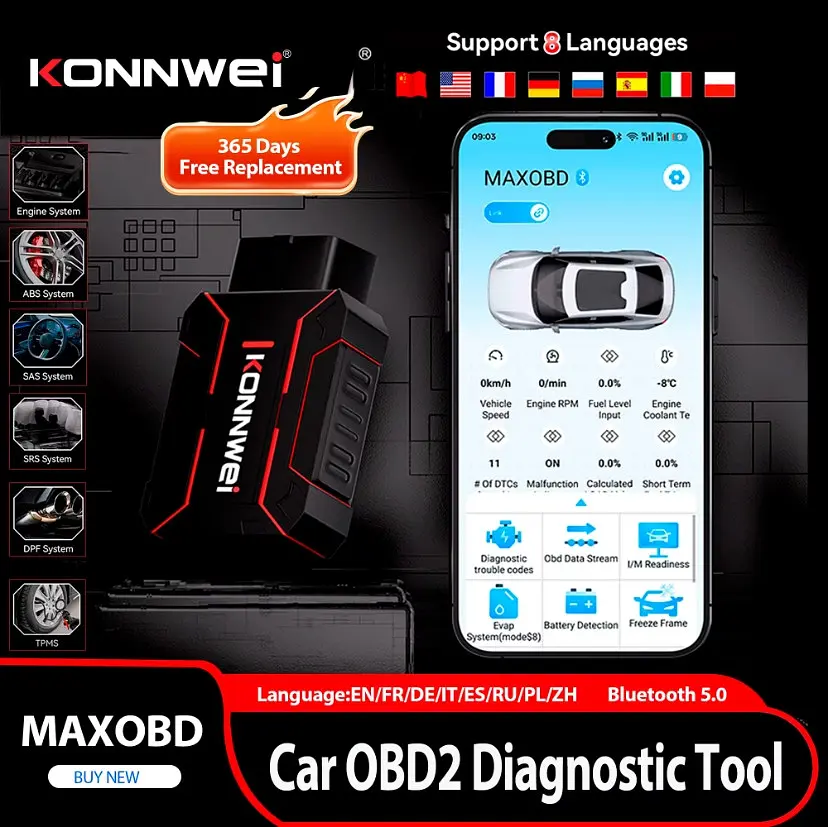 Універсальний автосканер Konnwei MAXOBD Професійний діагностичний автомобільний сканер ОБД2, EOBD, OBD2 (19515) - фото 3