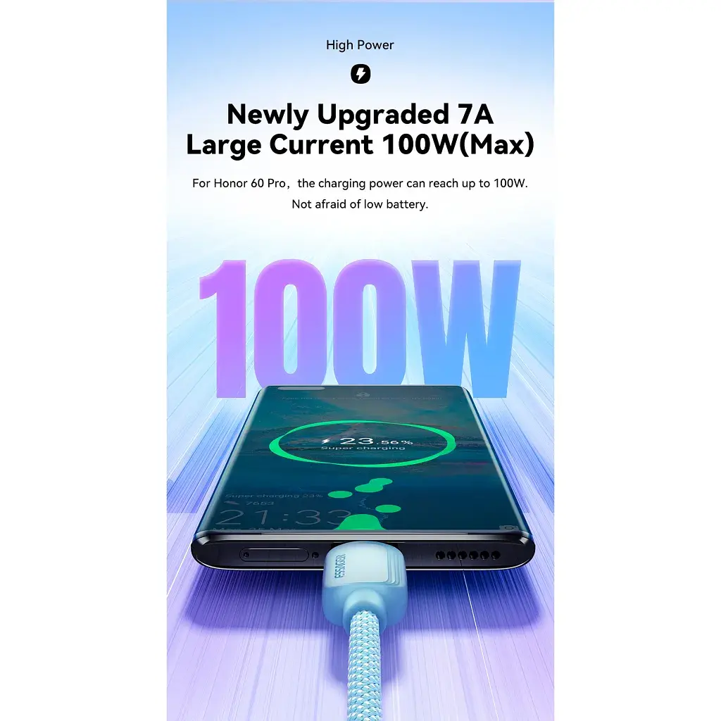 Дата кабель USB 2.0 AM to USB-C 2.0m 100W black Essager (EXC7A-WLA01-P) - фото 4