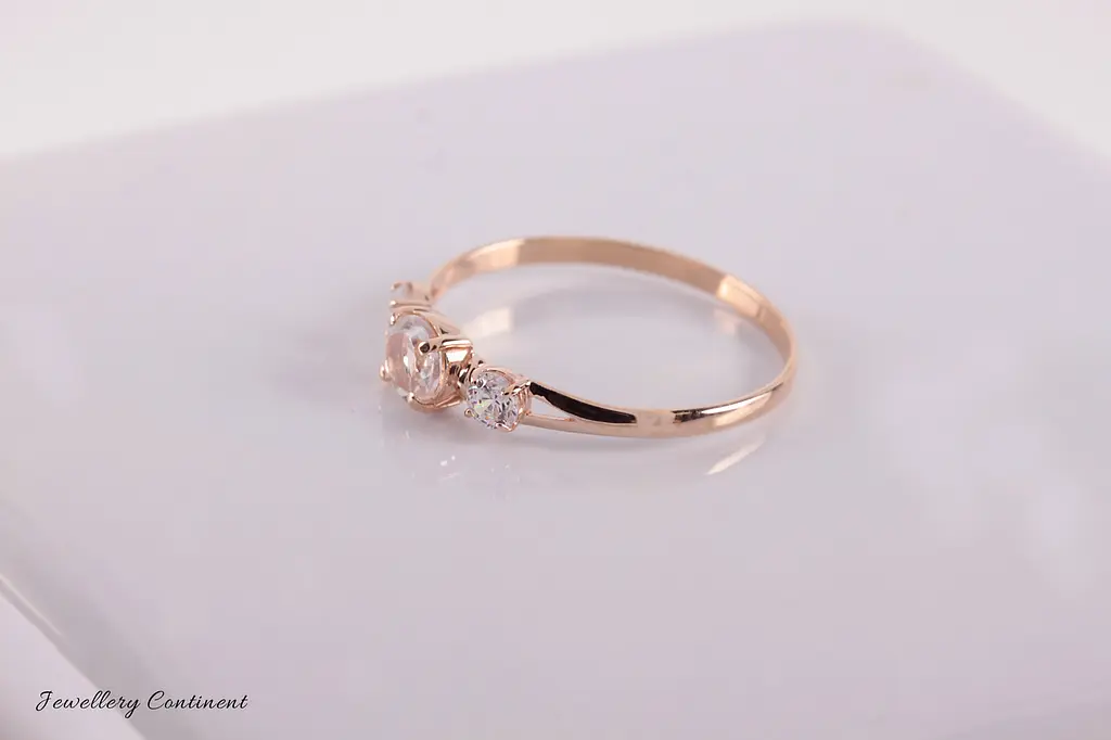Каблучка з червоного золота з трьома каменями 22 K-0076 - фото 5