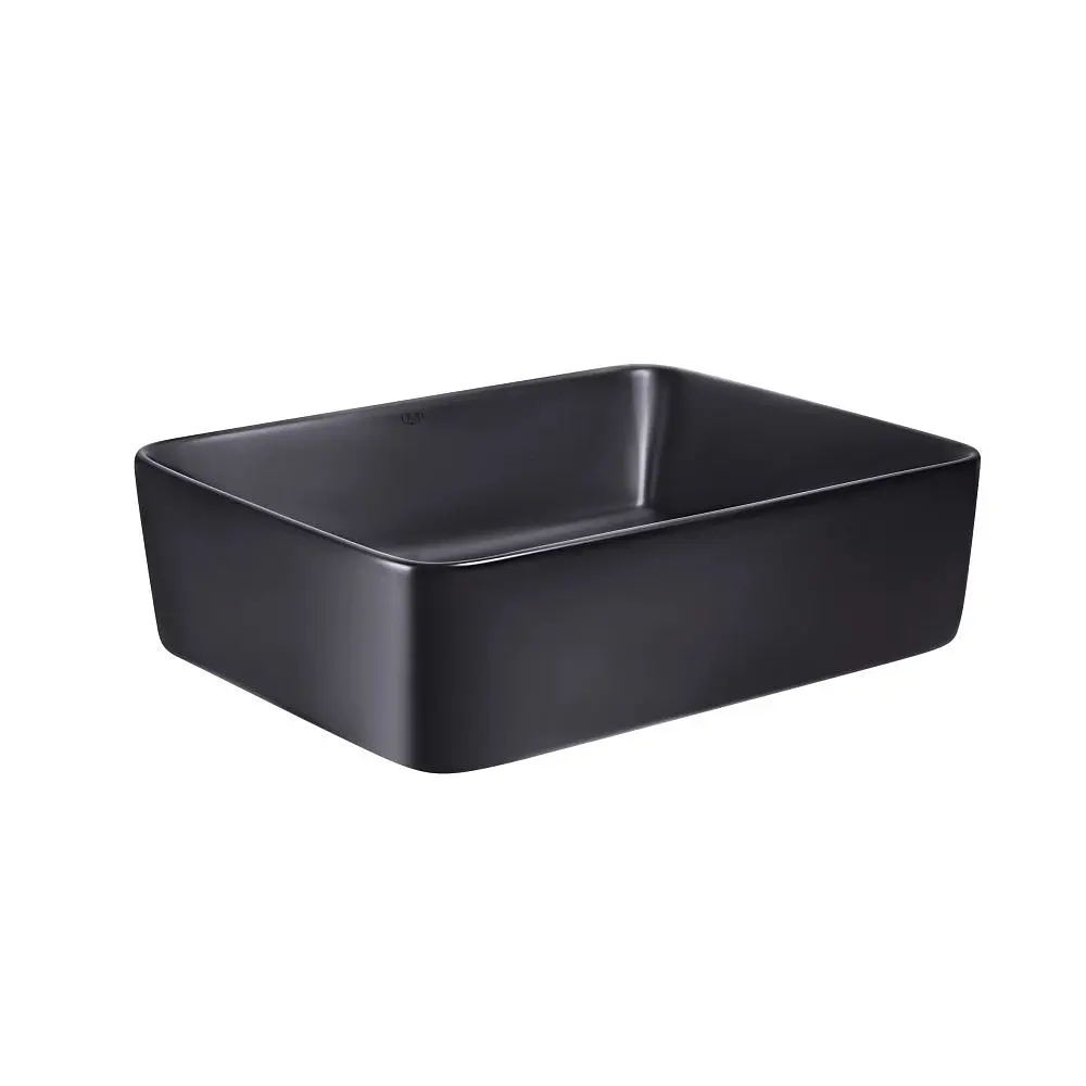 Умивальник Qtap Tern накладний прямокутний 475x370x140 мм Black matt + донний клапан PU03, Чорний матовий - фото 4