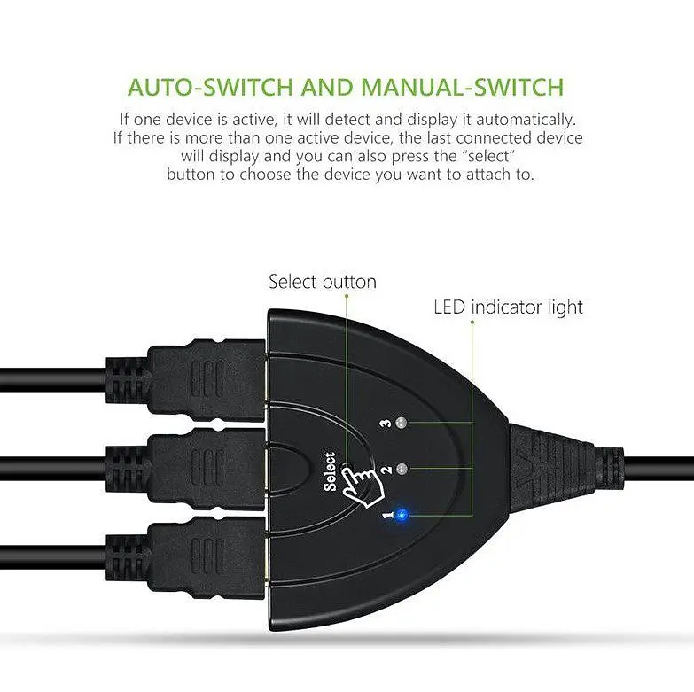 HDMI світч-подовжувач 3x1 Voltronic XC20 Switch 1080p - фото 3