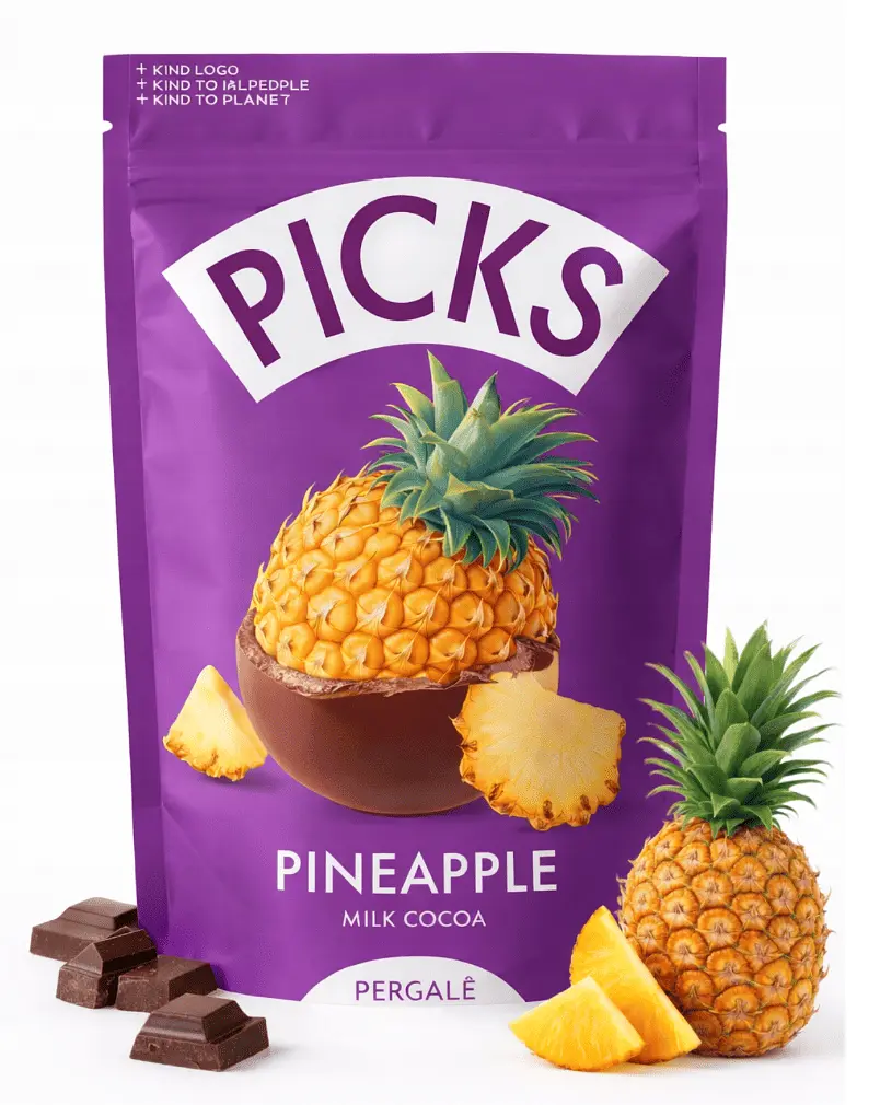 Сублімовані фрукти у шоколаді Pergale Picks Pineapple Milk Cocoa 90г - фото 2