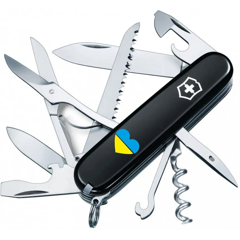 Ніж Victorinox Huntsman Ukraine 91мм 15функ чорн/Серце синьо-жовте - фото 3
