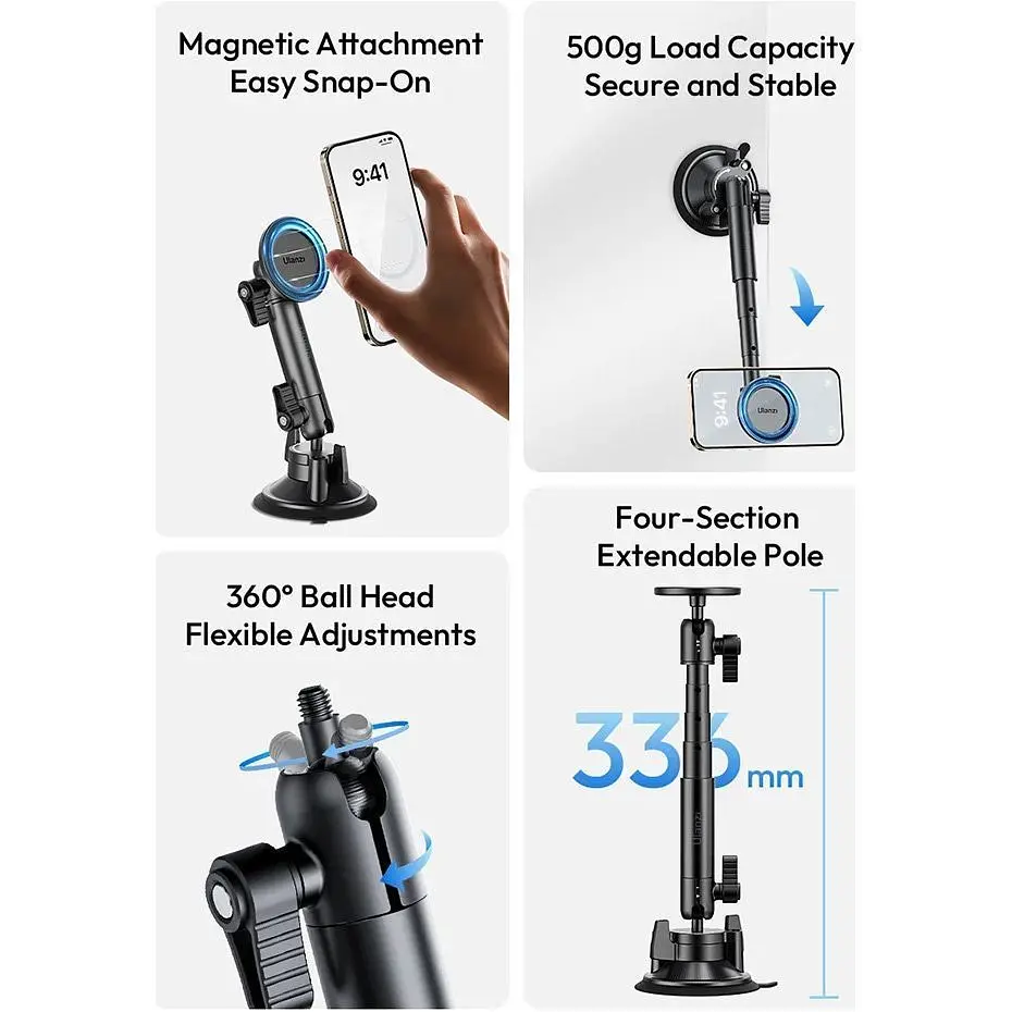 Тримач для смартфона Ulanzi ZJ06 Suction Cup Mount (T117) [161564] - фото 12