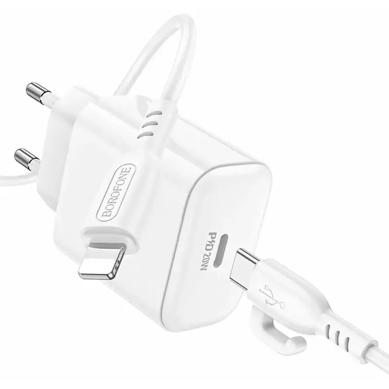 МЗП Borofone BA81A PD20W (1USB-C) + кабель Type-C to Lightning White - фото 5