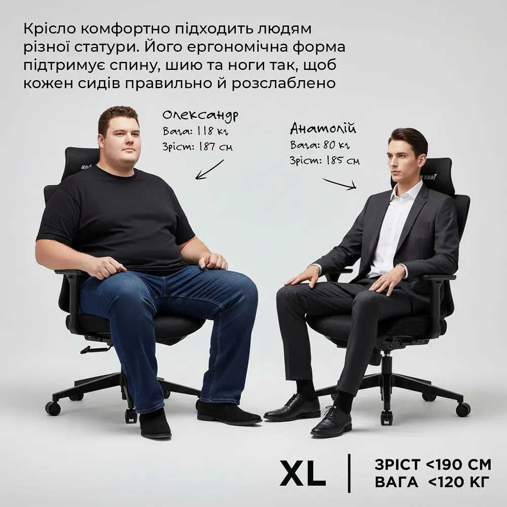 Крісло для геймерів Anda Seat X-Air Mega Size XL Mesh Gray (AD-WY-01-GGF) - фото 4