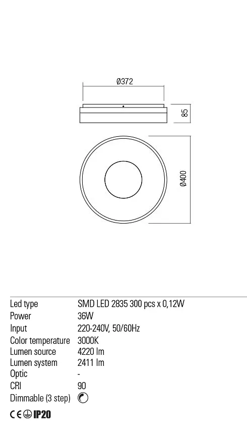 Стельовий світильник Redo MAYA PL LED RD 36W 3000K WH (5.1.2) 01-2001 - фото 3