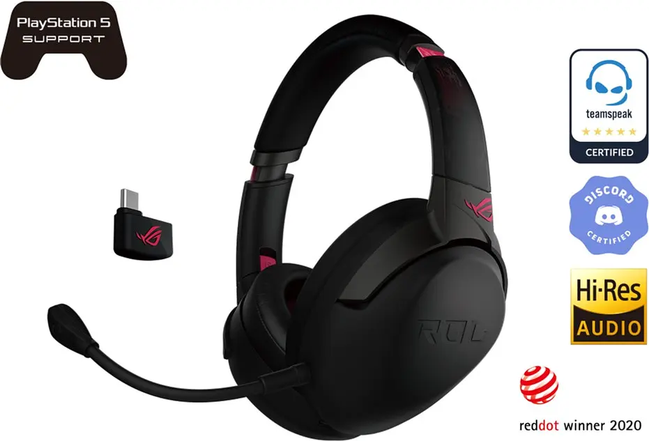 Гарнітура ігрова Asus ROG Strix Go 2.4 Electro Punk WL/3.5 мм/USB Black - фото 2