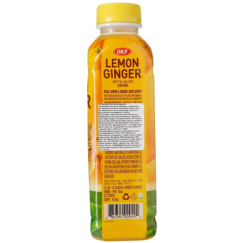 Фруктовий напій OKF Fruit Juice with Aloe LemonGinger 0.5 л - фото 2